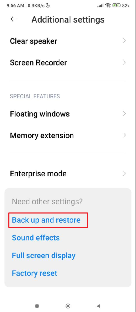 به دنبال گزینه «Backup and Restore» بگردید و وقتی آن را پیدا کردید روی آن ضربه بزنید.