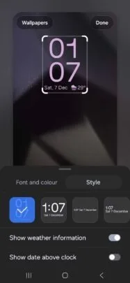 ساعت صفحه قفل One UI 7.0