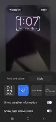 ساعت صفحه قفل One UI 7.0