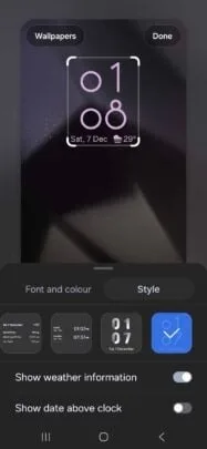 ساعت صفحه قفل One UI 7.0