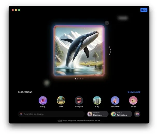 اما هر تصویری که توسط Image Playground ایجاد شده است نوع منحصر به فردی از ظاهر کارتونی برای آن دارد.