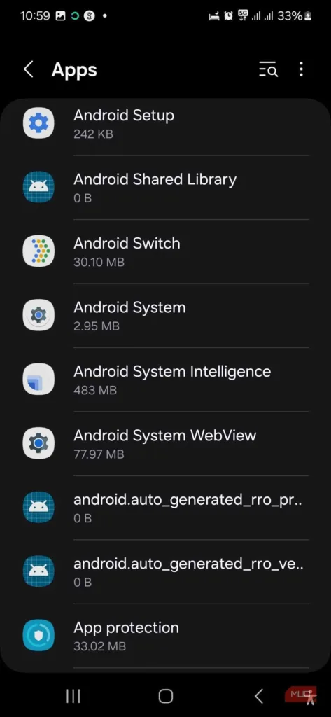 گزینه Show System Apps را انتخاب کرده و OK را بزنید