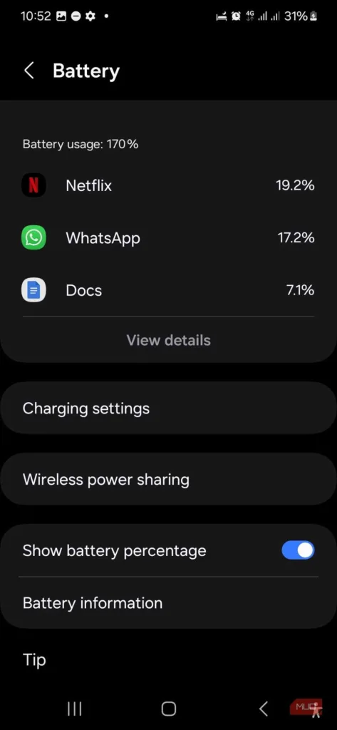 وارد بخش Battery شوید