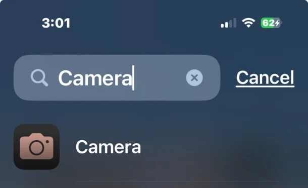 از ویژگی "جستجو" استفاده کرده و عبارت "Camera" را تایپ کنید