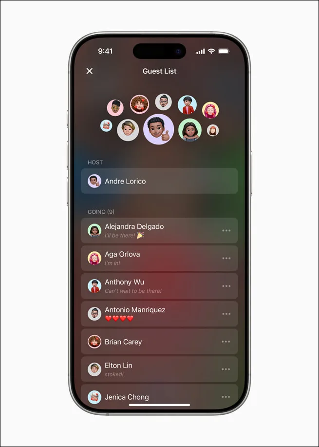کاربران آیفون می‌توانند به طور مستقیم RSVP (پاسخ به دعوت) بدهند اگر وارد iCloud شده باشند
