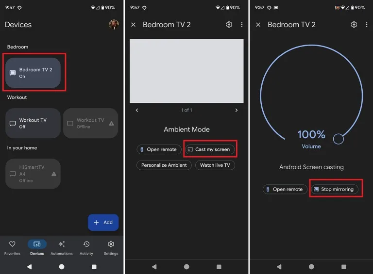 بازتاب صفحه (Screen Mirroring) در اندروید