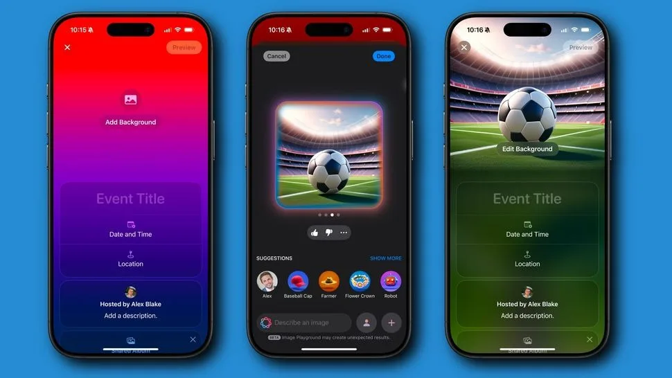  برنامه Invites را باز می‌کنید، روی Create an Event (ایجاد رویداد) ضربه بزنید