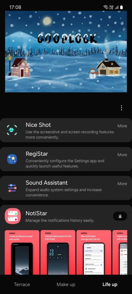 پس از دانلود، اپلیکیشن را باز کنید، به تب Life up بروید و ماژول Nice Shot را نصب کنید