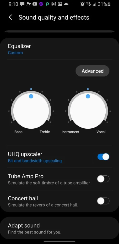 سپس سوئیچ UHQ Upscaler را روشن کنید