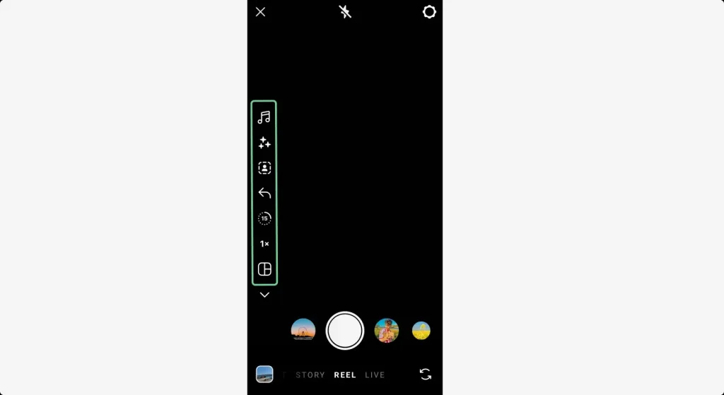 زینه "Camera" را انتخاب کنید، سپس دکمه دایره‌ای ضبط را فشار داده و نگه دارید تا یک کلیپ ضبط کنید