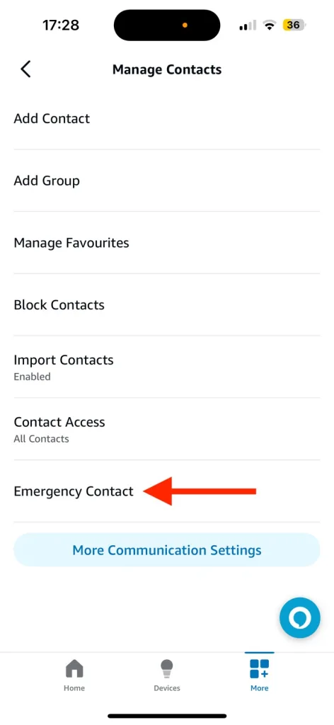 و "Emergency Contact" را انتخاب کنید