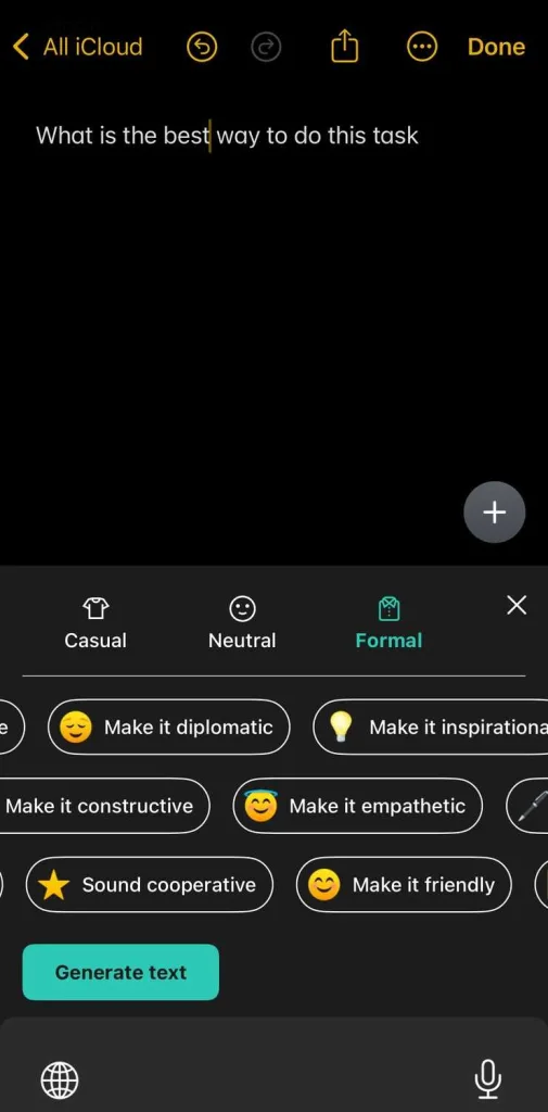 کیبورد Grammarly برای شما مناسب است اگر معمولاً متن‌های طولانی مانند مقالات، اسناد یا یادداشت‌های پیچیده را در آیفون خود می‌نویسید