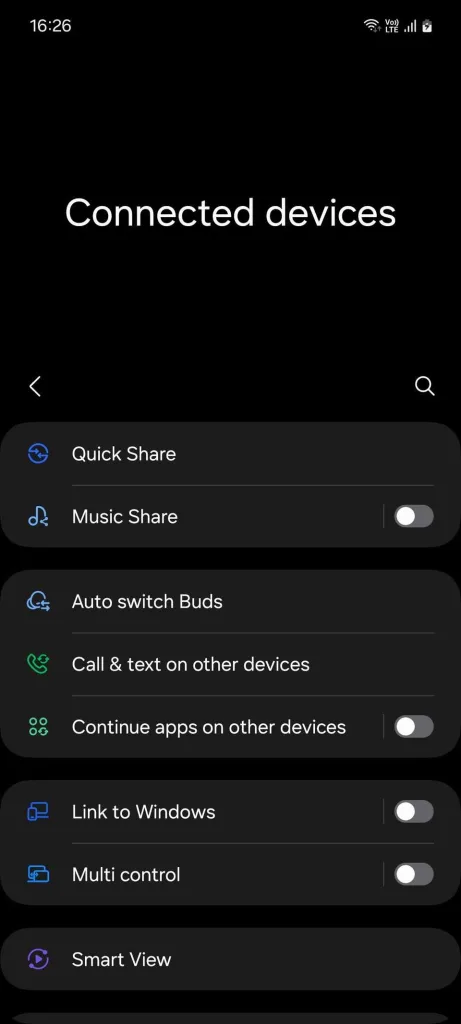 Settings > Connected devices