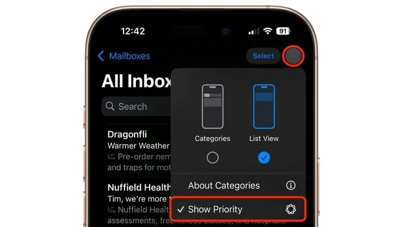 تیک گزینه‌ی Show Priority را بردارید.