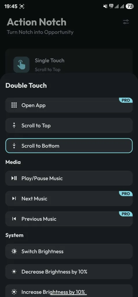 ژست Double Touch (لمس دوگانه) را برای رفتن به پایین صفحه 