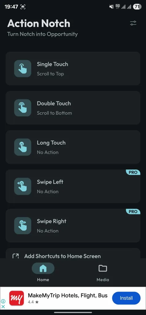 به یکی از ژست‌های Action Notch اختصاص دهید تا از هر جایی به سرعت اجرا شود